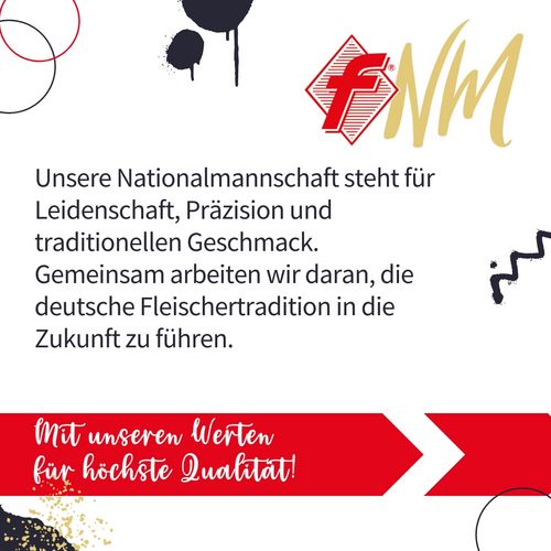 Unsere Nationalmannschaft im Fleischerhandwerk steht für pure Leidenschaft, höchste Präzision und unverwechselbaren...